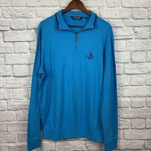 Polo Golf Ralph Lauren Men's 1/4‎ Zip Pullover Blue Sweater US Open Size Large